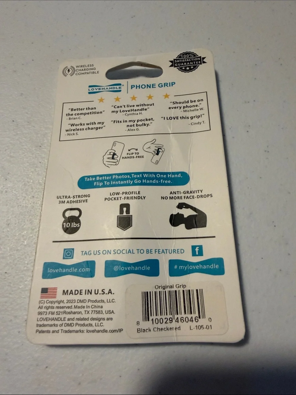 Black & White Check Phone Grip - Low-Profile Adhesive